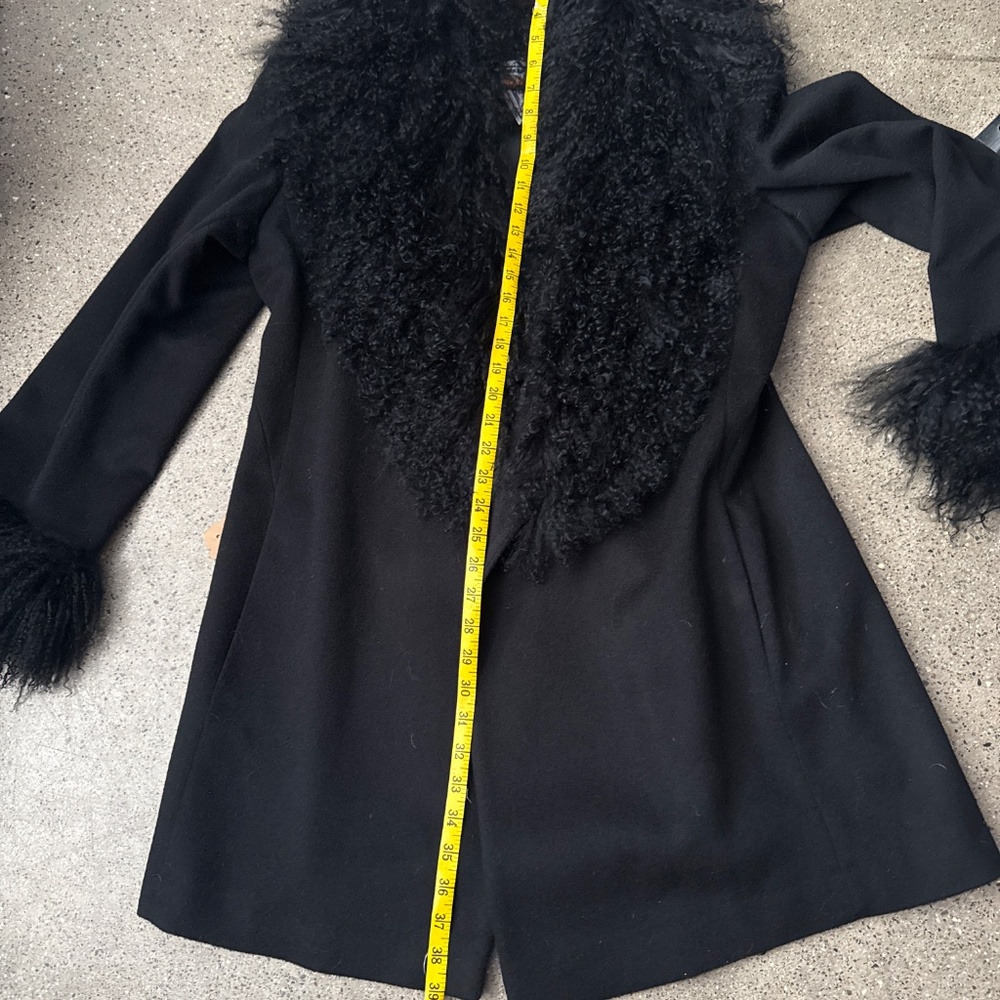 Vintage Marvin Richard’s black penny lane coat  with  Mongolian lamb! Nwts - Picture 8 of 10